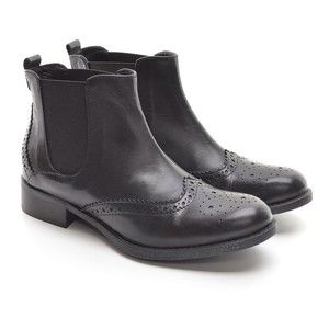 Donna Piu Black Leather Wingtip Chelsea Boots 36 New